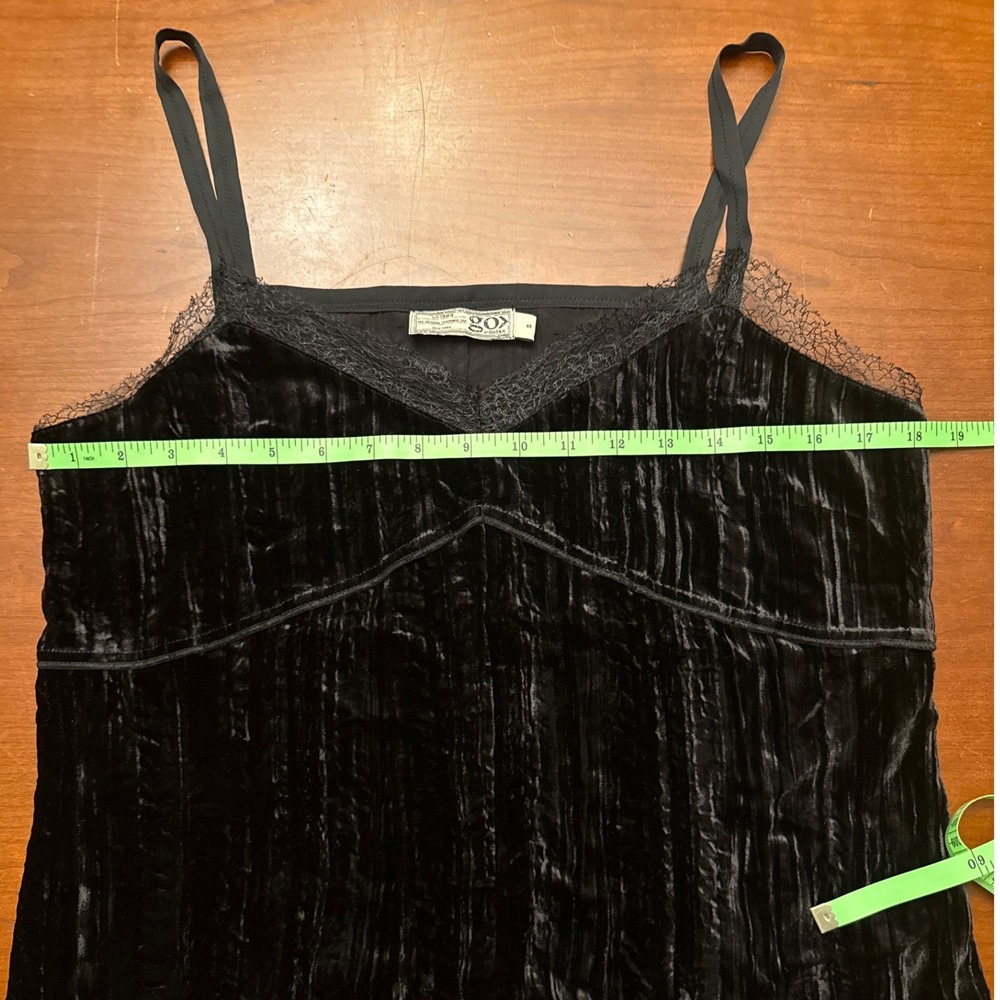 GoSilk camisole Small black silk‎ rayon blend evening y2k lace washable velvet - Picture 4 of 6